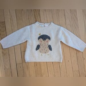 Zara Kids Fuzzy Penguin Sweater, Size 3-4 Years